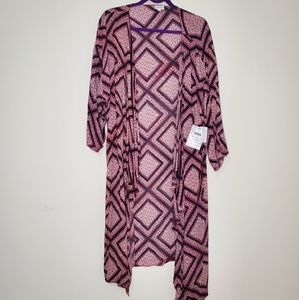 LuLaRoe Shirley Large Coral Pink w/ Navy Blue